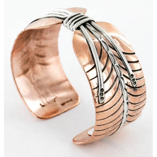 Handmade Certified Authentic Navajo Pure .925 Sterling Silver and Copper Native American Bracelet 371202322570