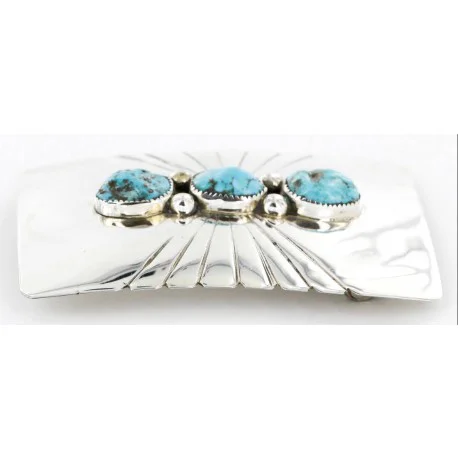 Navajo .925 Sterling Silver Natural Turquoise Native American Buckle 1194-2 Navajo .925 Sterling Silver Natural Turquoise Native American Buckle 1194-2