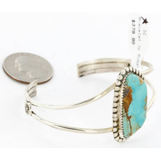 Handmade Certified Authentic Navajo .925 Sterling Silver Natural Turquoise Native American Bracelet 12757-1
