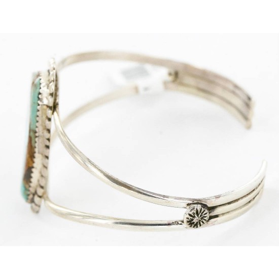 Handmade Certified Authentic Navajo .925 Sterling Silver Natural Turquoise Native American Bracelet 12757-1