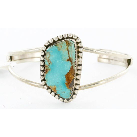 Handmade Certified Authentic Navajo .925 Sterling Silver Natural Turquoise Native American Bracelet 12757-1