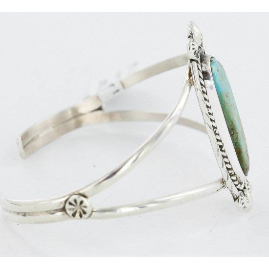 Handmade Certified Authentic Navajo .925 Sterling Silver Natural Turquoise Native American Bracelet 12767