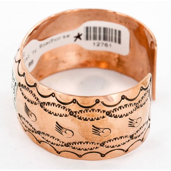 Handmade Bear Feather Certified Authentic Roanhorse Navajo Pure .925 Sterling Silver and Copper Native American Bracelet 12761