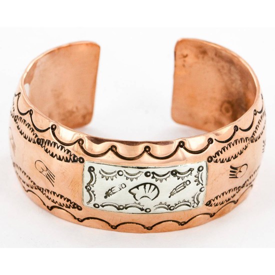 Handmade Bear Feather Certified Authentic Roanhorse Navajo Pure .925 Sterling Silver and Copper Native American Bracelet 12761