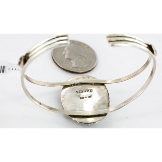 Handmade Certified Authentic Navajo .925 Sterling Silver Natural Turquoise Native American Bracelet 12757-3
