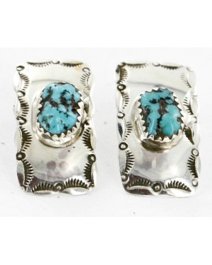 Certified Authentic Navajo .925 Sterling Silver Stud Native American Earrings Natural Turquoise Native American Earrings 24375-0