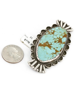 Handmade Certified Authentic Navajo .925 Sterling Silver Natural Mountain Pilot Turquoise Native American Pin 192 Handmade Certified Authentic Navajo .925 Sterling Silver Natural Mountain Pilot Turquoise Native American Pin 192