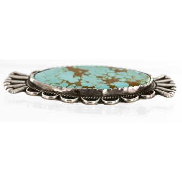 Handmade Certified Authentic Navajo .925 Sterling Silver Natural Mountain Pilot Turquoise Native American Pin 192