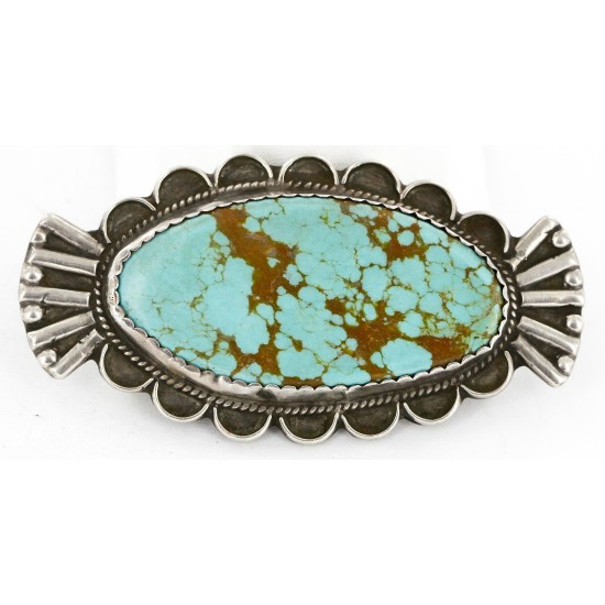 Handmade Certified Authentic Navajo .925 Sterling Silver Natural Mountain Pilot Turquoise Native American Pin 192
