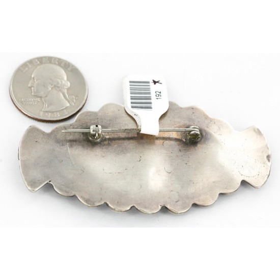 Handmade Certified Authentic Navajo .925 Sterling Silver Natural Mountain Pilot Turquoise Native American Pin 192