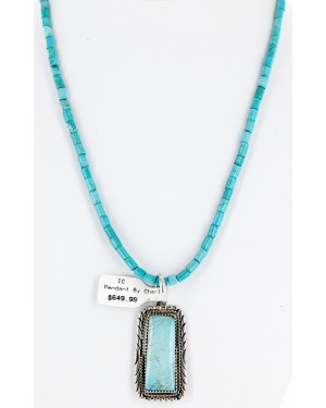 Handmade Certified Authentic Navajo .925 Sterling Silver Natural Turquoise Native American Necklace 15082 Handmade Certified Authentic Navajo .925 Sterling Silver Natural Turquoise Native American Necklace 15082
