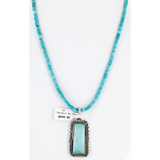 Handmade Certified Authentic Navajo .925 Sterling Silver Natural Turquoise Native American Necklace 15082 Handmade Certified Authentic Navajo .925 Sterling Silver Natural Turquoise Native American Necklace 15082