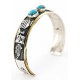 12kt Gold Filled and .925 Sterling Silver Handmade Storyteller Certified Authentic Navajo Turquoise Native American Bracelet 12638