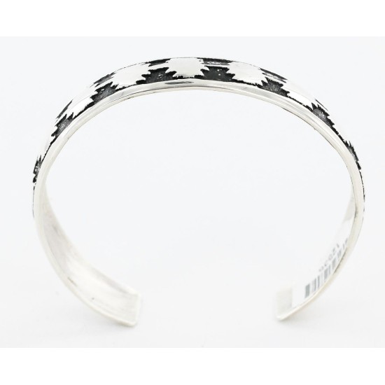.925 Sterling Silver Handmade Certified Authentic Navajo Native American Bracelet 12536