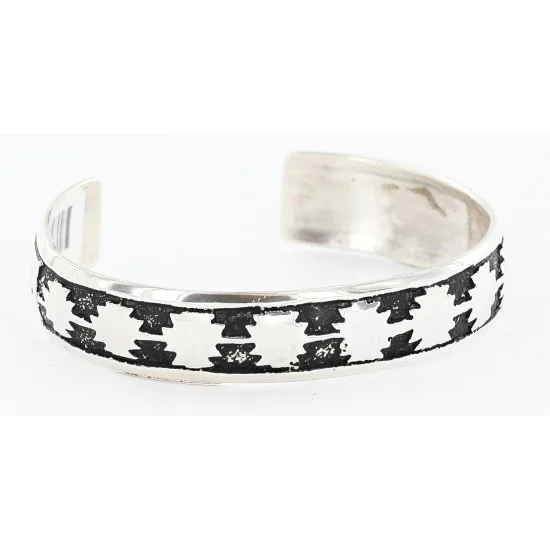 .925 Sterling Silver Handmade Navajo Native American Bracelet 12536