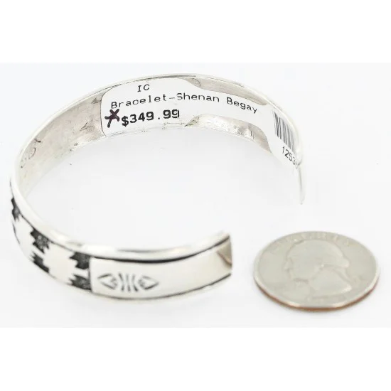 .925 Sterling Silver Handmade Navajo Native American Bracelet 12536