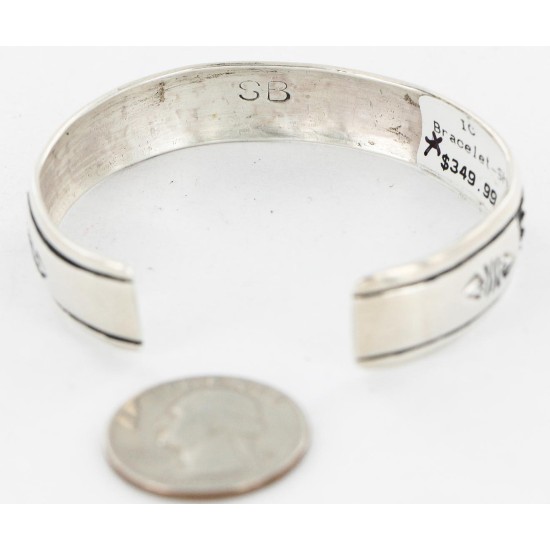 .925 Sterling Silver Handmade Certified Authentic Navajo Native American Bracelet 12536
