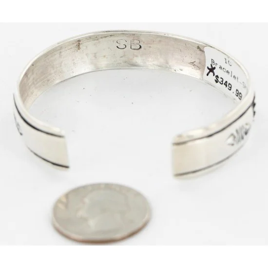 .925 Sterling Silver Handmade Navajo Native American Bracelet 12536