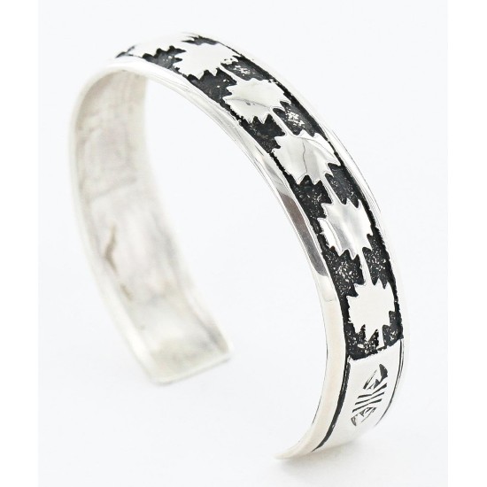 .925 Sterling Silver Handmade Certified Authentic Navajo Native American Bracelet 12536