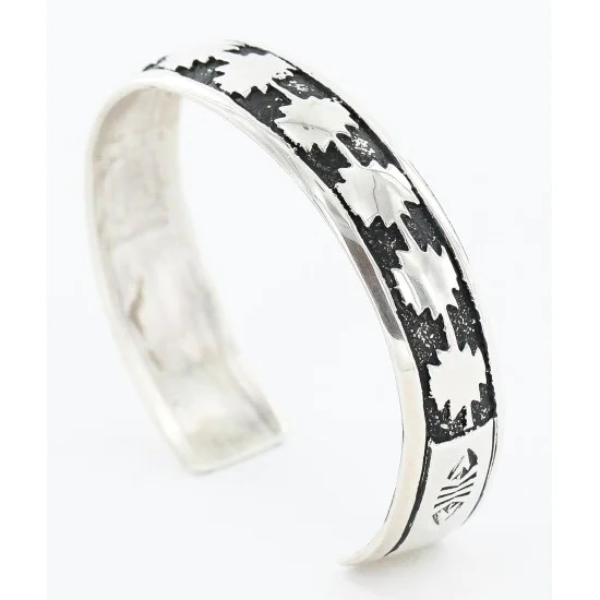.925 Sterling Silver Handmade Navajo Native American Bracelet 12536