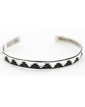 .925 Sterling Silver Handmade Mountain Certified Authentic Navajo Native American Bracelet 12534