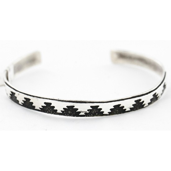 .925 Sterling Silver Handmade Mountain Certified Authentic Navajo Native American Bracelet 12534