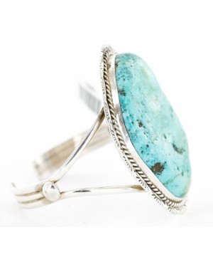 Large Handmade Certified Authentic Navajo .925 Sterling Silver Natural Turquoise Native American Bracelet 12651