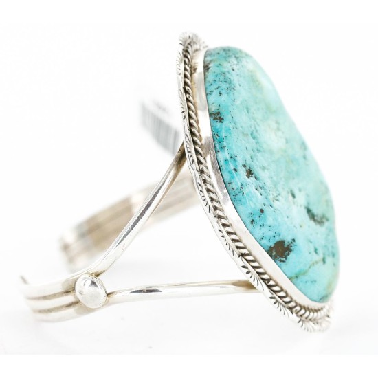 Large Handmade Certified Authentic Navajo .925 Sterling Silver Natural Turquoise Native American Bracelet 12651