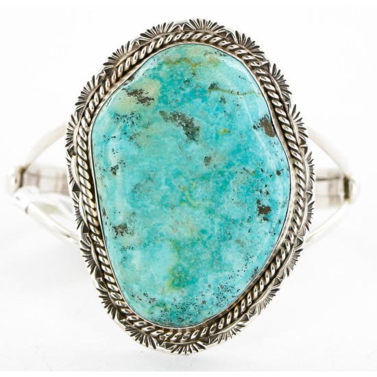 Large Handmade Certified Authentic Navajo .925 Sterling Silver Natural Turquoise Native American Bracelet 12651