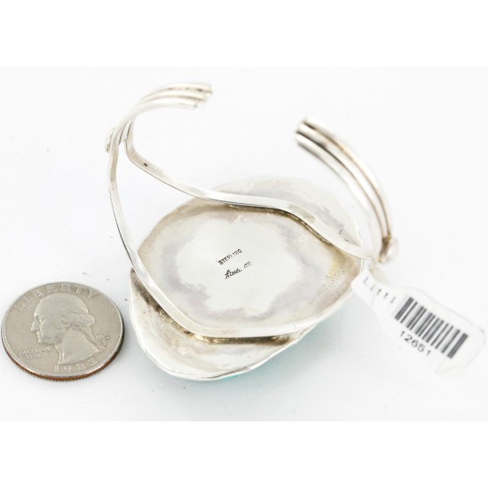 Large Handmade Certified Authentic Navajo .925 Sterling Silver Natural Turquoise Native American Bracelet 12651