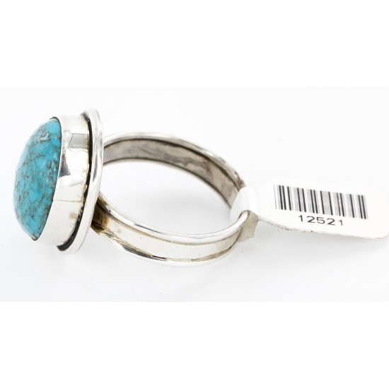 Handmade Certified Authentic Navajo .925 Sterling Silver Natural Turquoise Native American Ring  12521