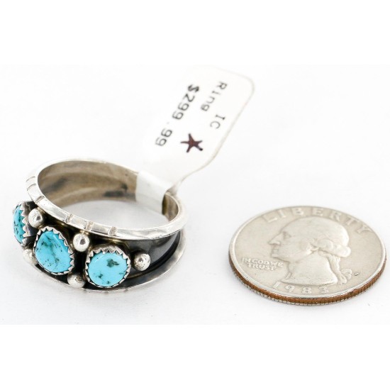 Handmade Certified Authentic Signed Navajo .925 Sterling Silver Natural Turquoise Native American Ring  16835