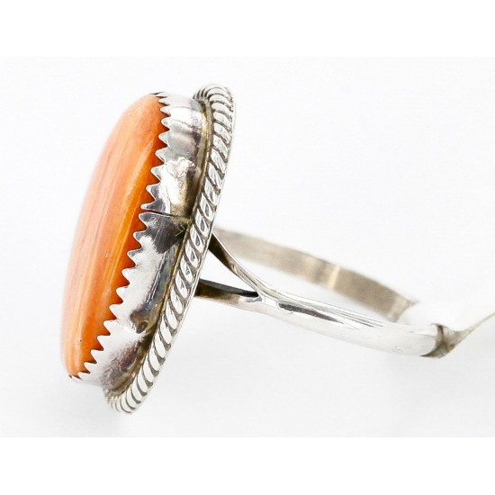 Handmade Certified Authentic Signed Navajo .925 Sterling Silver Spiny Oyster Native American Ring  16585-9