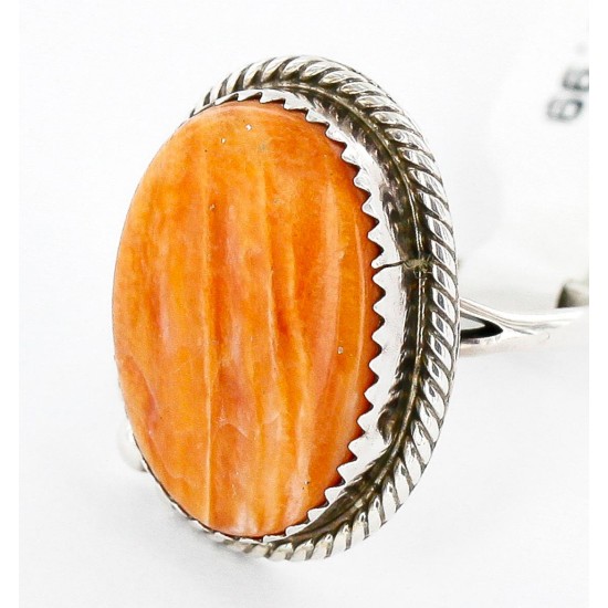 Handmade Certified Authentic Signed Navajo .925 Sterling Silver Spiny Oyster Native American Ring  16585-9