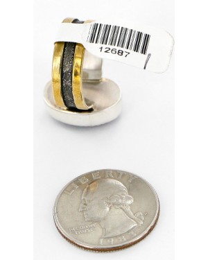 12kt Gold Filled and .925 Sterling Silver Handmade Certified Authentic Navajo Purple Spiny Oyster Native American Ring  12687-1