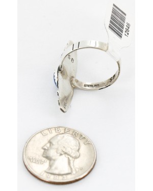 .925 Sterling Silver Handmade Certified Authentic Navajo Lapis Native American Ring  12646-0