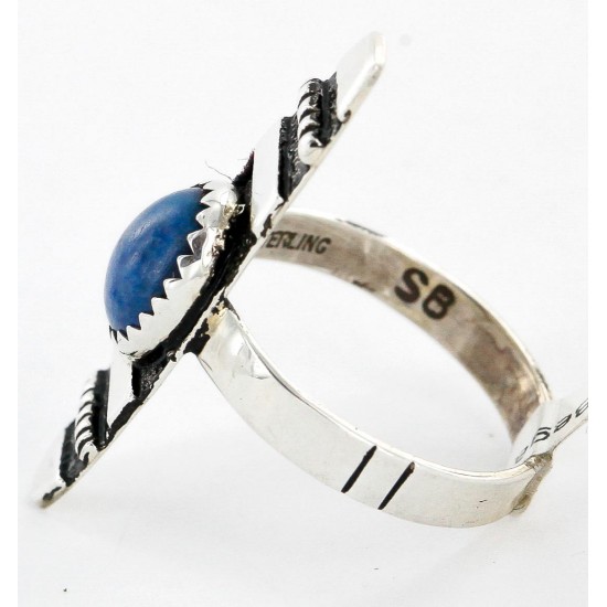 .925 Sterling Silver Handmade Certified Authentic Navajo Lapis Native American Ring  12646-0