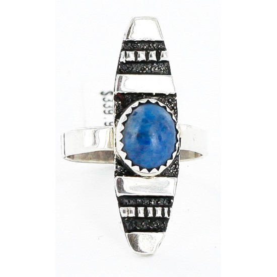 .925 Sterling Silver Handmade Certified Authentic Navajo Lapis Native American Ring  12646-0