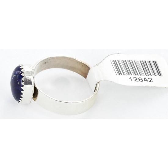 .925 Sterling Silver Handmade Certified Authentic Navajo Lapis Native American Ring  12642-000