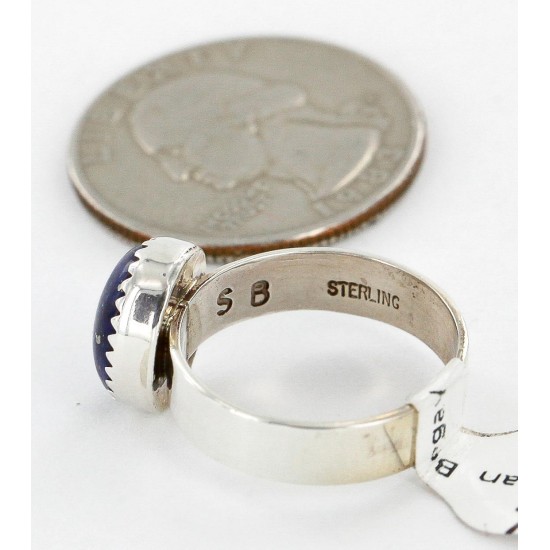 .925 Sterling Silver Handmade Certified Authentic Navajo Lapis Native American Ring  12642-000