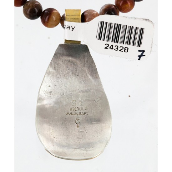 12kt Gold Filled And .925 Sterling Silver Handmade Chief Head Certified Authentic Navajo Native American Necklace 24328-7