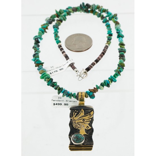 .925 Sterling Silver And 12kt Gold Filled Handmade Butterfly Certified Authentic Navajo Turquoise Native American Necklace 24346-5 .925 Sterling Silver And 12kt Gold Filled Handmade Butterfly Certified Authentic Navajo Turquoise Native American Necklace 24346-5