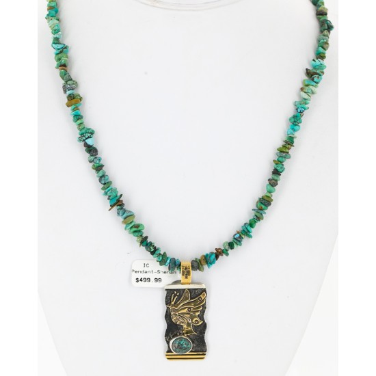 .925 Sterling Silver And 12kt Gold Filled Handmade Butterfly Certified Authentic Navajo Turquoise Native American Necklace 24346-5 .925 Sterling Silver And 12kt Gold Filled Handmade Butterfly Certified Authentic Navajo Turquoise Native American Necklace 24346-5