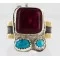 .925 Sterling Silver And 12kt Gold Filled Handmade Navajo Turquoise, Sugilite Native American Ring 12691-3