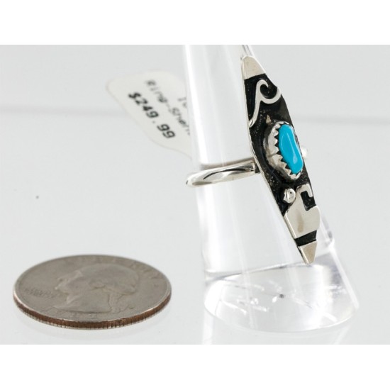 .925 Sterling Silver Handmade Certified Authentic Navajo Turquoise Native American Ring  12644