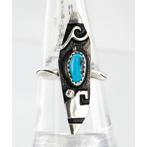 .925 Sterling Silver Handmade Certified Authentic Navajo Turquoise Native American Ring  12644