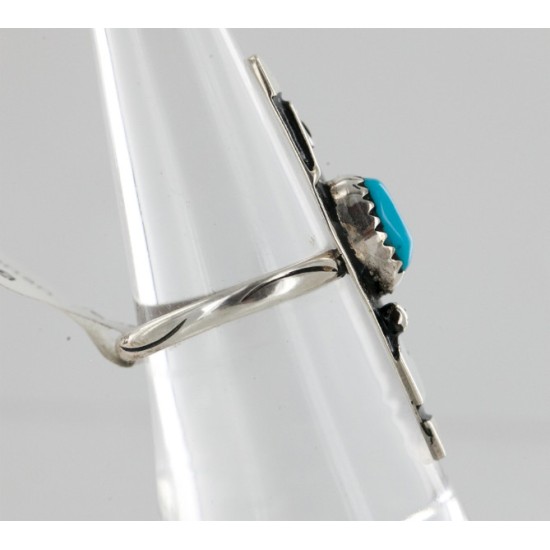 .925 Sterling Silver Handmade Certified Authentic Navajo Turquoise Native American Ring  12644