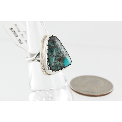 Handmade Certified Authentic Navajo .925 Sterling Silver Natural Turquoise Native American Ring  16936