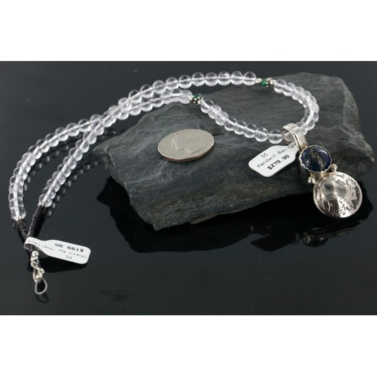 Vintage Style OLD Buffalo Coin 1935 Certified Authentic Navajo .925 Sterling Silver LAPIS Native American Necklace 15928-1