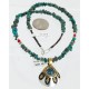 .925 Sterling Silver and 12kt Gold Filled Handmade Eye Certified Authentic Navajo Turquoise Native American Necklace 24303-9